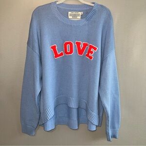 Tory Sport Light Blue Sweater with Red LOVE